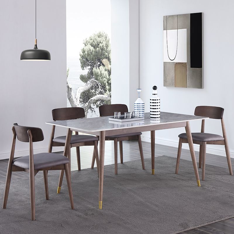 Minimalist Traditional Height Sintered Stone Dining Table Rectangle Dining Set For Home Clearhalo 'Dining Room Sets' 'Dining Tables & Seating' 'dining_room_set' 'furn' 'furn_dining_room_set' 'Furniture' 'furniture_dining_room_set' 'Kitchen & Dining Furniture' 'kitchen&dining_furn' 'kitchen' 1200x1200_5edba7be-9574-4c47-b7d1-70a4d4d04f44