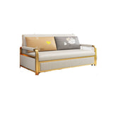 Glam Faux leather Sleeper Sofa Creamy-white 32.67" Wide Sofa Bed