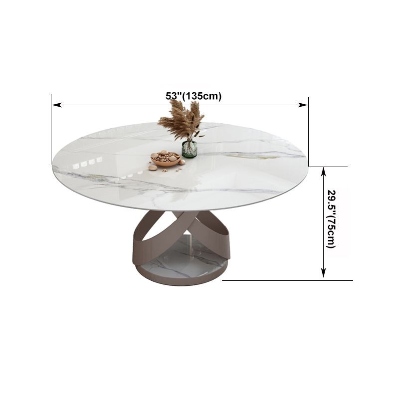 Glam Sintered Stone White Table Round Shape Standard Dining Table for Kitchen Clearhalo ' dining_table' 'Dining Tables & Seating' 'Dining Tables' 'furn' 'furn_dining_table' 'Furniture' 'furniture_dining_table' 'Kitchen & Dining Furniture' 'kitchen&dining_furn' 'kitchen' 'kitchen_dining_table' 1200x1200_5edf70e9-6814-4b56-a5b5-545dd26fc5c9
