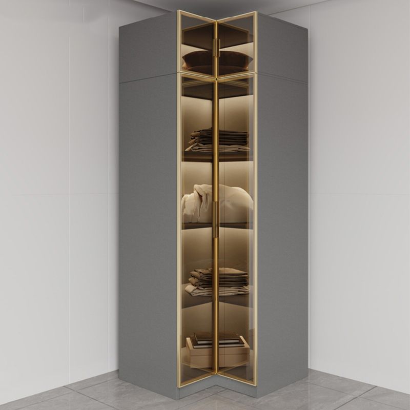 Glass and Wood Wardrobe Armoire Contemporary Wardrobe Closet Clearhalo 'Armoires & Wardrobes' 'armoires_wardrobes' 'Bedroom Furniture' 'furn' 'furn_armoires_wardrobes' 'Furniture' 1200x1200_5ee0f48e-fc90-44ba-b4cd-417032330acf