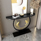 12 inch Wide Modern Accent Table Half Moon Stone Console Table for Hall