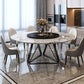 Round Sintered Stone Dining Table Modern Turntable Furniture with Metal Base for Office