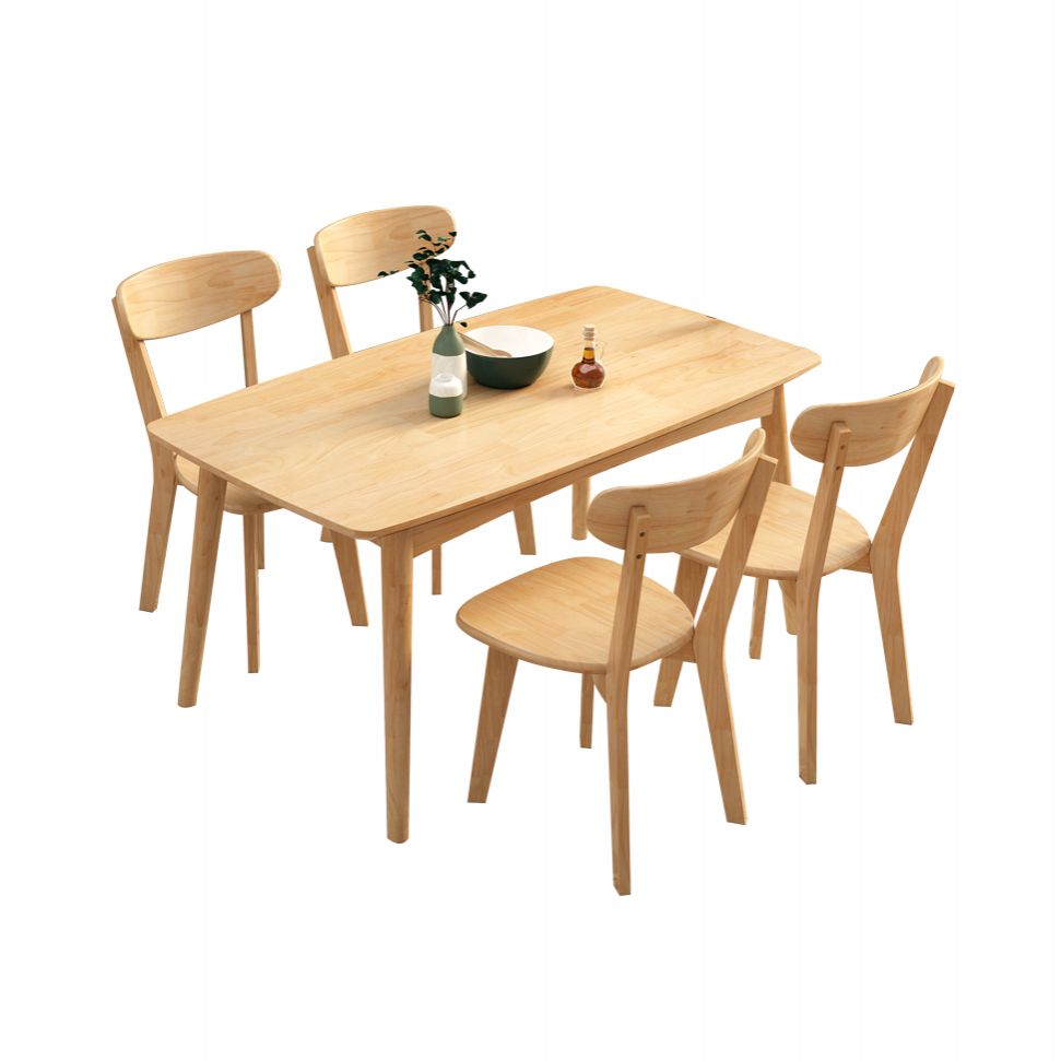 Modern Solid Wood Rectangle Shape Dining Furniture with 4 Wood Legs for Kitchen Clearhalo 'Dining Room Sets' 'Dining Tables & Seating' 'dining_room_set' 'furn' 'furn_dining_room_set' 'Furniture' 'furniture_dining_room_set' 'Kitchen & Dining Furniture' 'kitchen&dining_furn' 'kitchen' 1200x1200_5ee755a9-9eab-47be-83a9-8b8d761ca35c