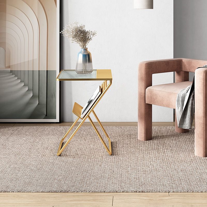 19.68"L Trestle Side Table with Storage Glass Top Sofa Side Accent Table