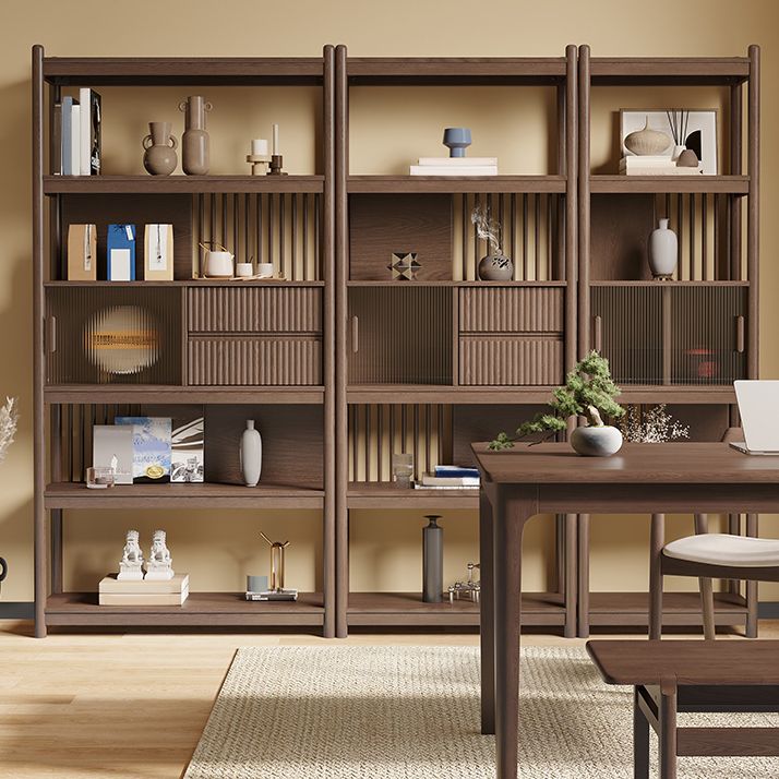 Rectangular Wood Cabinet, Mid-Century Modern Glass Paned Door Storage Cabinet Clearhalo 'Cabinets & Chests' 'cabinets_chests' 'furn' 'furn_cabinets_chests' 'Furniture' 'Living Room Furniture' 1200x1200_5ee9a82a-49fc-4b96-8eec-abdcabb5bc75