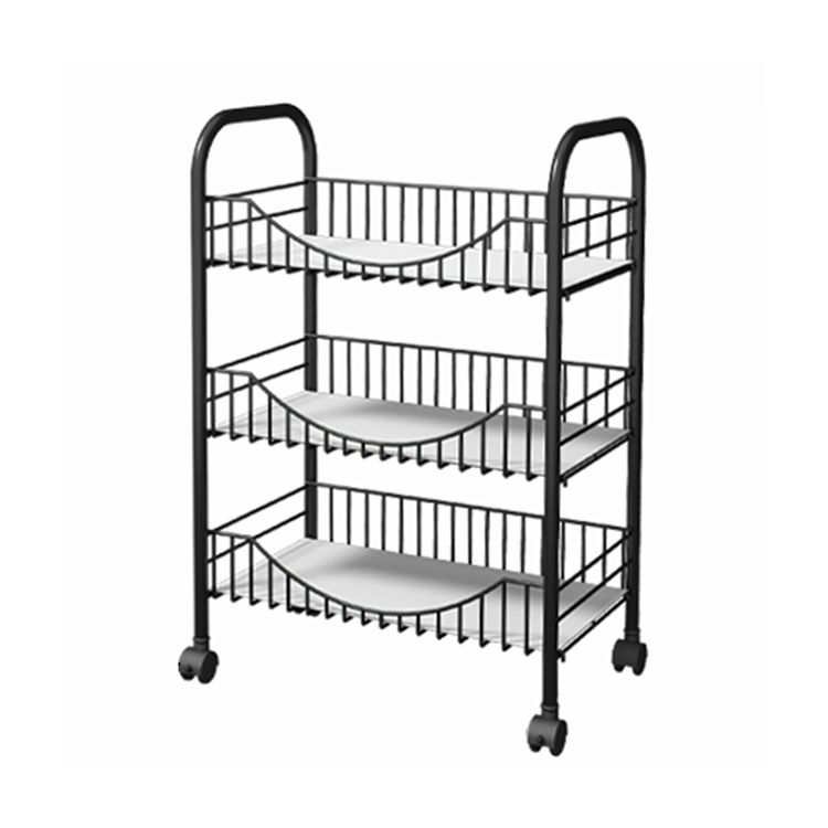 Moderne stijl stalen boekenkast met wielen open boekenplank voor woonkamer