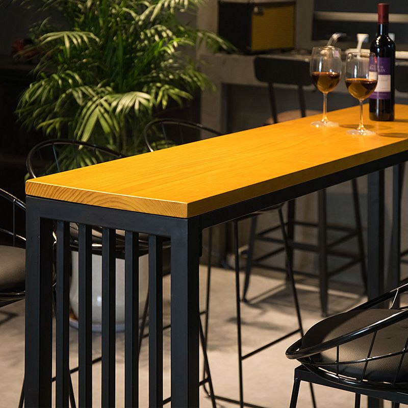 Modern Style Bar Table in Solid Wood and Metal Brown Balcony Bar Table Clearhalo 'Bar Furniture' 'Bar Tables' 'bar_tables' 'furn' 'furn_bar_tables' 'Furniture' 'furniture_bar_tables' 'Kitchen & Dining Furniture' 1200x1200_5eec53d8-cd98-4e18-a9ed-e94ccc65ab77