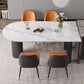 Modern White and Black Dinner Table Stone Top Tripod Base Dining Table Clearhalo 'Dining Tables & Seating' 'Dining Tables' 'dining_table' 'furn' 'furn_dining_table' 'Furniture' 'Kitchen & Dining Furniture' 1200x1200_5eeccd5b-8830-4026-8682-df3b3051c0be