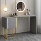 Glam Faux Leather and Wood 2-ladel make-up ijdelheid bureau voor slaapkamer