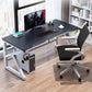 Irregular Shaped Computer Desk Wood Writing Desk in White/Black