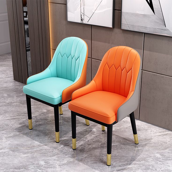Glam Dining Chairs Matte Finish Leather Curved Parsons Chair for kitchen Clearhalo ' kitchen&dining_furn' 'Dining Chairs' 'Dining Tables & Seating' 'dining_chair' 'furn' 'furn_dining_chair' 'Furniture' 'furniture_dining_chair' 'Kitchen & Dining Furniture' 'kitchen' 1200x1200_5ef00a84-efed-412c-b721-0fc44ede4837