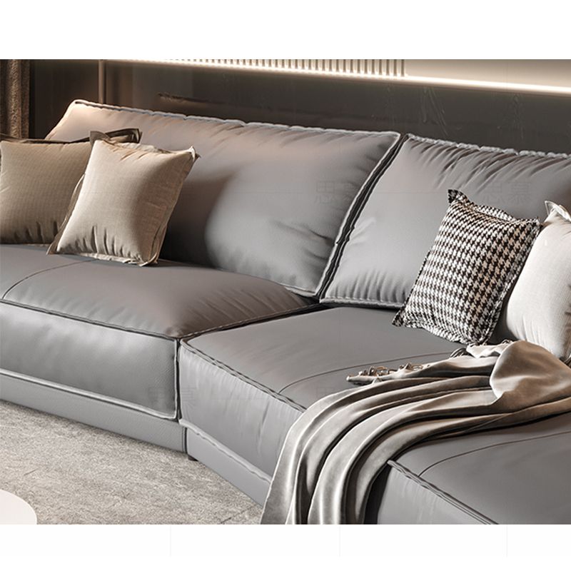 Modern Light Gray Curved Sofa Genuine Leather Corner Sectional for Apartment Clearhalo 'furn' 'furn_sectionals' 'Furniture' 'furniture_sectionals' 'Living Room Furniture' 'Sectionals' 1200x1200_5ef0246e-2d4a-47ae-ab09-f0f7b1b7b21d