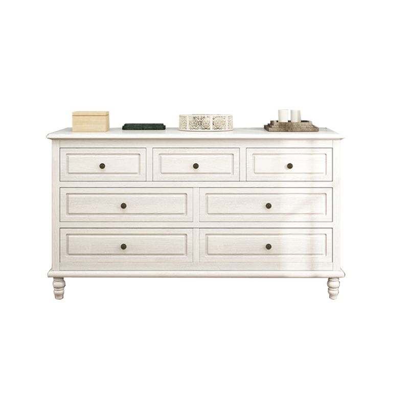 Mid-Century Modern White Chest with 7 Drawers and Turned Legs Clearhalo 'Cabinets & Chests' 'cabinets_chests' 'furn' 'furn_cabinets_chests' 'Furniture' 'Living Room Furniture' 1200x1200_5ef05dd4-7a94-439b-8b01-1128870ff007