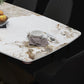 Glam Style Dinette Table Rectangle Stone Dining Room Table for Kitchen