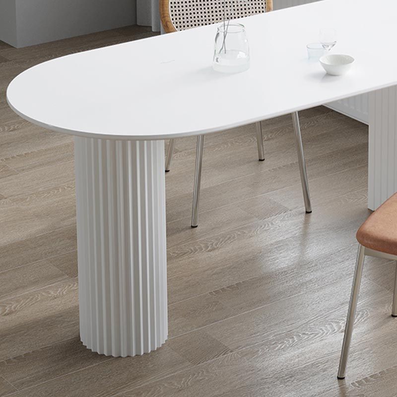 Minimalism Oval Dining Table Metal Double Pedestal Dining Table for Living Room Clearhalo 'Dining Tables & Seating' 'Dining Tables' 'dining_table' 'furn' 'furn_dining_table' 'Furniture' 'furniture_dining_table' 'Kitchen & Dining Furniture' 'kitchen' 'kitchen_dining_table' 1200x1200_5ef6ee4e-711a-43f8-b386-8bff301afe44