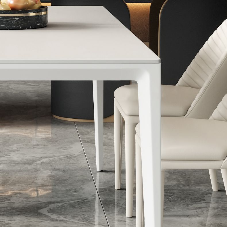 Simplicity Rectangle Dining Table Sintered Stone Table with 4 White Legs Clearhalo ' dining_table' 'Dining Tables & Seating' 'Dining Tables' 'Furniture' 'furniture_dining_table' 'Kitchen & Dining Furniture' 'kitchen&dining_furn' 'kitchen' 'kitchen_dining_table' 1200x1200_5ef982ae-6c1b-487f-a015-ba0e3283ff44