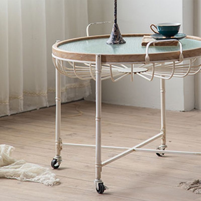 Metallkreuzbeine Endtisch weißer Glasobertisch Akzent