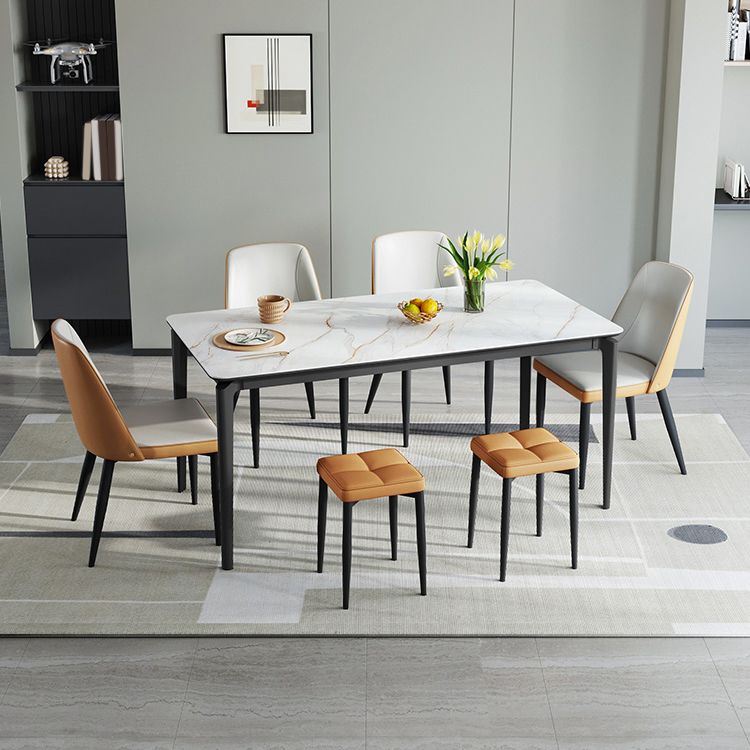 Modern Rectangular Stone Dining Table with 4 Foot for Dining Hall Clearhalo 'Dining Tables & Seating' 'Dining Tables' 'dining_table' 'furn' 'furn_dining_table' 'Furniture' 'Kitchen & Dining Furniture' 1200x1200_5efea610-005f-44f1-bede-dea6146c9491