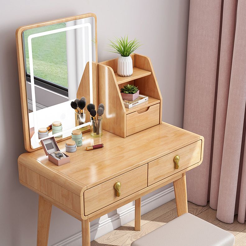 Scandinavian Make-up Vanity with 3 Storage Drawers 15.74" Wide Solid Wood Dresser Clearhalo 'Bedroom Furniture' 'furn' 'furn_makeup_vanities' 'Furniture' 'Makeup Vanities' 'makeup_vanities' 1200x1200_5efea6f2-d6d3-4e47-8fbe-524a21d68333