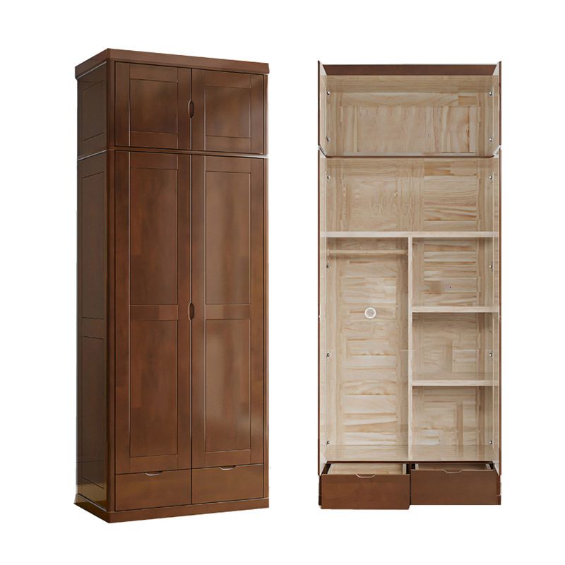 Contemporary Style Wardrobe Armoire Solid Wood Wardrobe Closet with Doors and Drawers Clearhalo 'Armoires & Wardrobes' 'armoires_wardrobes' 'Bedroom Furniture' 'furn' 'furn_armoires_wardrobes' 'Furniture' 1200x1200_5efef802-c07e-452d-93f8-e314ac7a5553