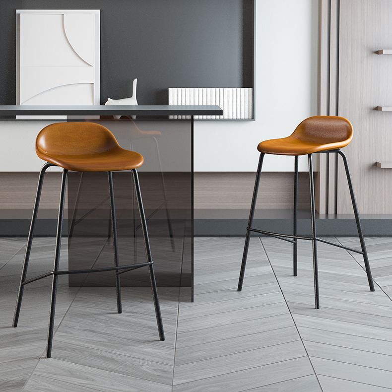 Contemporary Faux Leather Bucket Bar Stools with Black Metal Base Clearhalo 'Bar Furniture' 'Bar Stools' 'bar_stools' 'furn' 'furn_bar_stools' 'Furniture' 'Kitchen & Dining Furniture' 1200x1200_5f001591-307c-4f9b-98f5-30118bb689b5