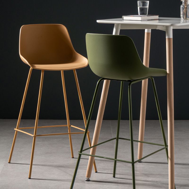 Milk Tea Shop Footrest Stool Nordic Style Matte Finish Metal Bar Stool