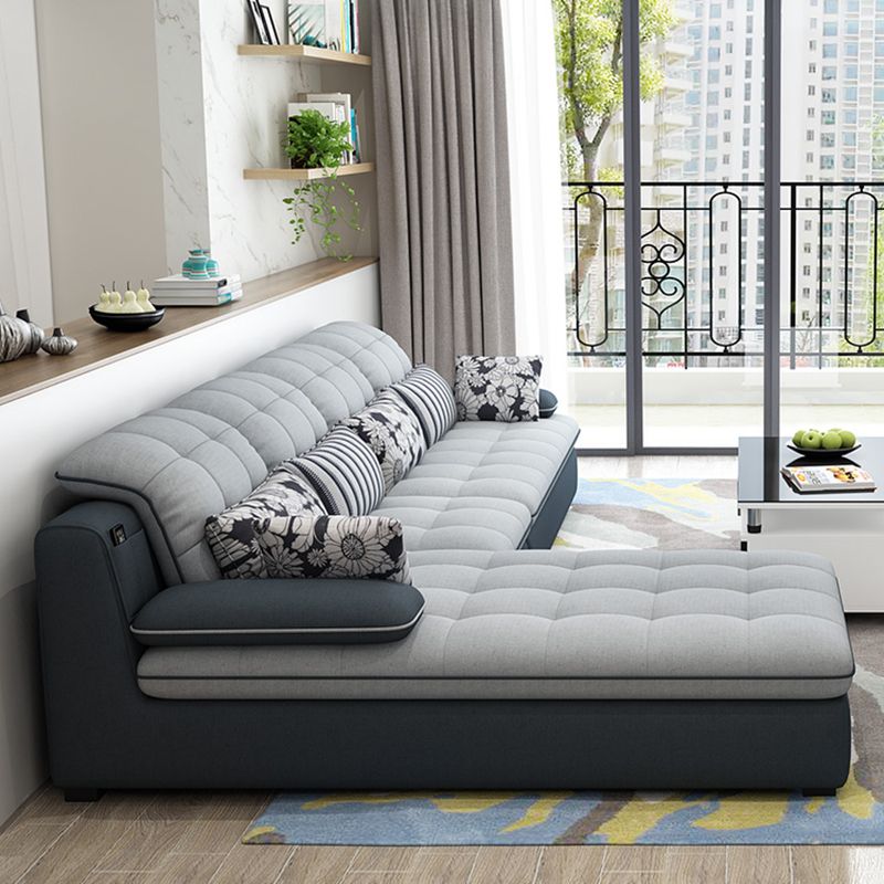 Contemporary Pillow Top Arm Sofa with Storage Bag Adjustable Backrest Sofa Clearhalo 'furn' 'furn_sectionals' 'Furniture' 'furniture_sectionals' 'kitchen' 'kitchen_sectionals' 'Living Room Furniture' 'Sectionals' 1200x1200_5f019df6-ff53-450a-878c-5a05c4104fbe