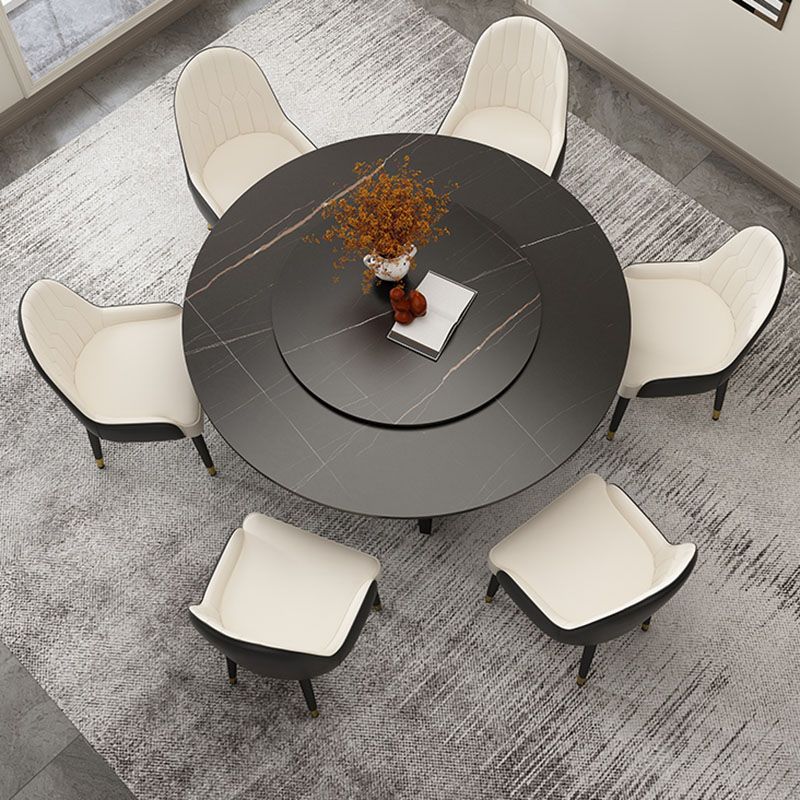 Modern Round Standard Height Dining Table Stone Double Pedestal Dining Table Clearhalo 'Dining Tables & Seating' 'Dining Tables' 'dining_table' 'furn' 'furn_dining_table' 'Furniture' 'furniture_dining_table' 'Kitchen & Dining Furniture' 'kitchen' 'kitchen_dining_table' 1200x1200_5f021260-eefd-4c96-bc38-2b9b4001ef49