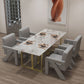 Mesa de comedor de piedra estilo Glam, mesa de comedor de 4 patas para comedor