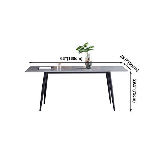 Sintered Stone Grey Tone Table Industrial 4 Legs Table for Dining Room