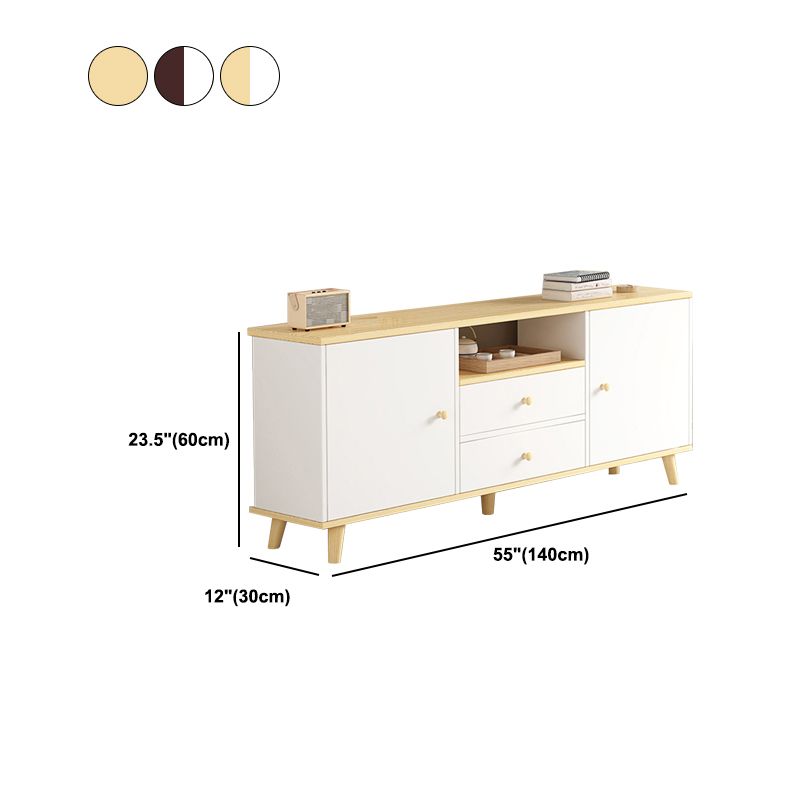 Consola de TV de 2 puertas de estilo de madera de estilo escandinavo con almacenamiento