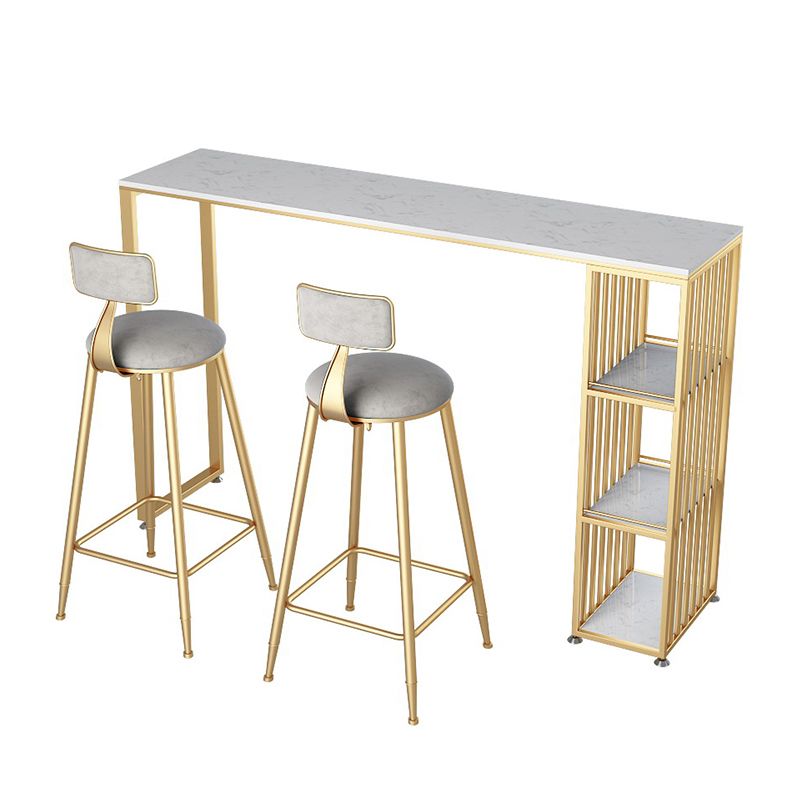 Artificial Marble Cocktail Bar Table 42-inch Height Metal Base Bar Height Storage Table Clearhalo 'Bar Furniture' 'Bar Tables' 'bar_tables' 'Furniture' 'furniture_bar_tables' 'Kitchen & Dining Furniture' 'kitchen&dining_furn' 'kitchen' 1200x1200_5f07520f-acb0-400b-bd35-90b6ad5d11c2