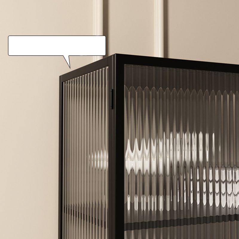 ガラスドア付きの現代のキュリオキャビネットメタルビュッフェキャビネット