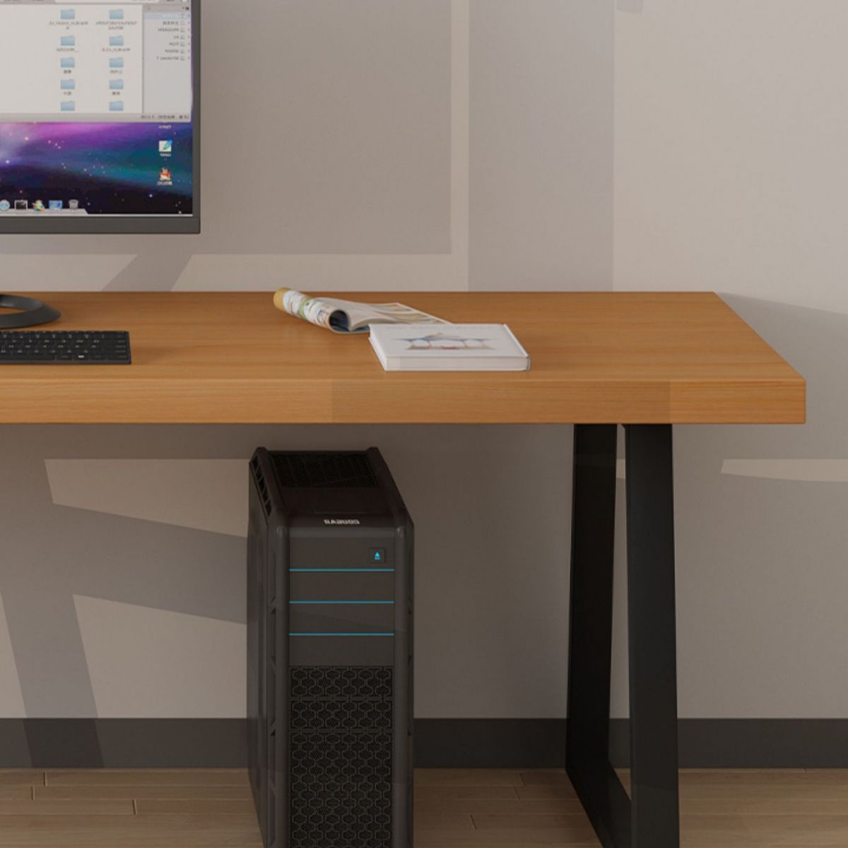 Industrial Style Home Office Desk Rectangle Solid Wood Writing Desk Clearhalo 'furn' 'furn_office_desk' 'Furniture' 'furniture_office_desk' 'Office Desks' 'Office Furniture' 'office_desk' 1200x1200_5f0b1b19-9934-483d-9c21-c55ab3de4ff4