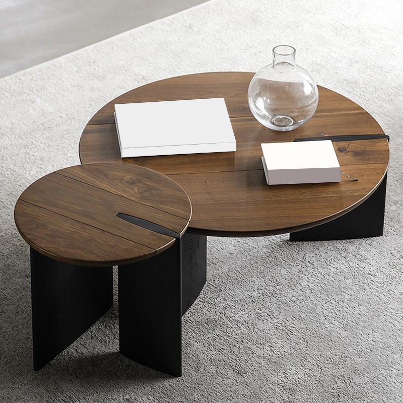 Round Brown Wooden Coffee Table Nordic 1 Single Cocktail Table