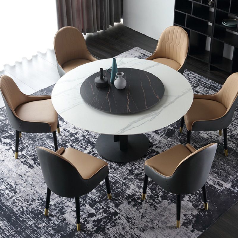 Modern Standard Round Shape Dining Table Sintered Stone Kitchen Dining Table with Pedestal Base Clearhalo ' dining_table' 'Dining Tables & Seating' 'Dining Tables' 'furn' 'furn_dining_table' 'Furniture' 'furniture_dining_table' 'Kitchen & Dining Furniture' 'kitchen&dining_furn' 'kitchen' 'kitchen_dining_table' 1200x1200_5f0fb311-cad0-49e7-b2d0-13af251a9899