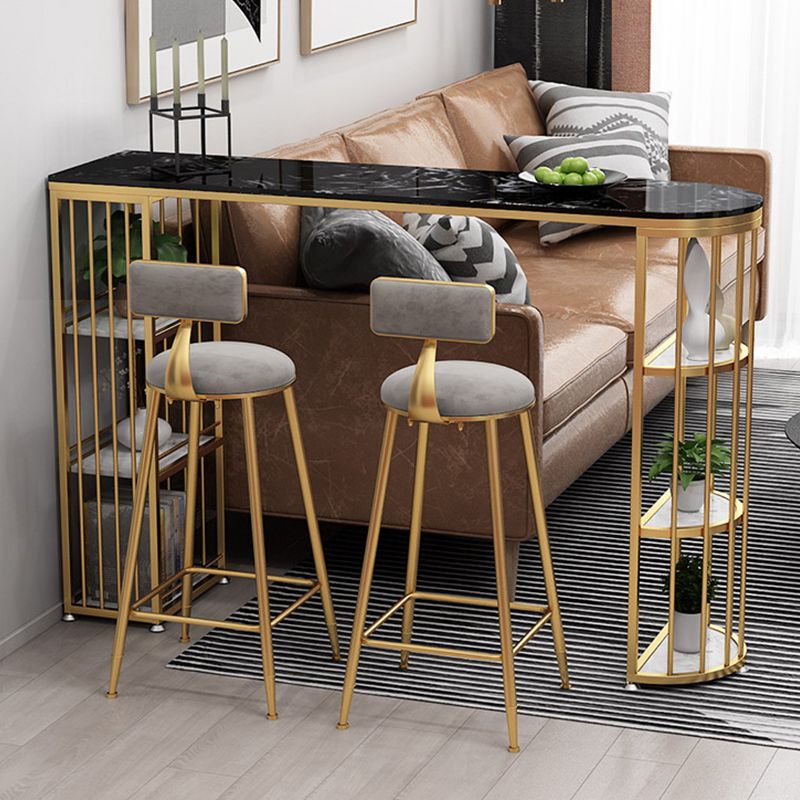 Table de bar de style Glam, table de bistro à double caisson en faux marbre avec rangement