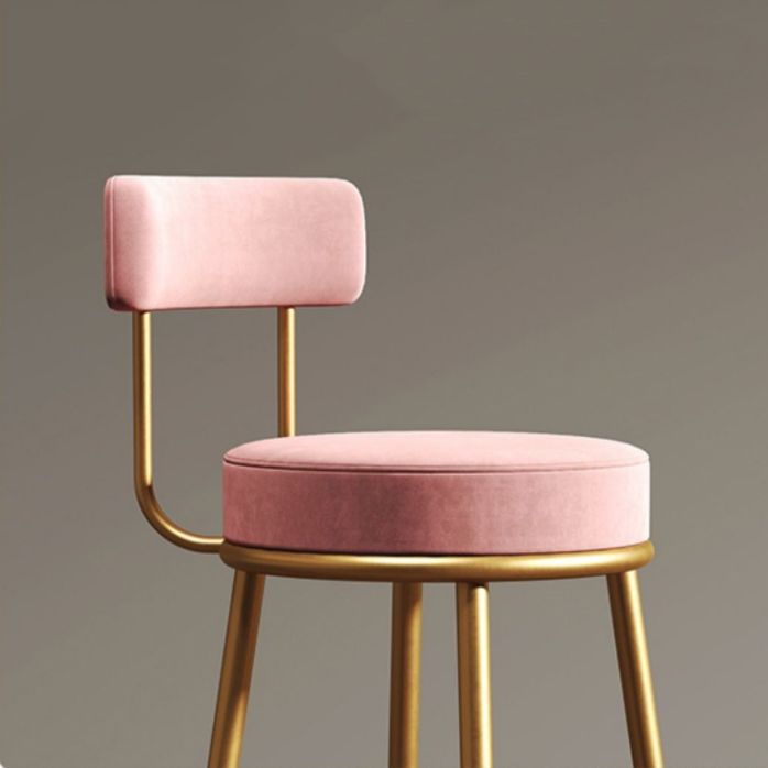 Glam Armless Backrest Counter Stool Iron Household Bar Stool with Velvet Cushion and Pedal Clearhalo 'Bar Furniture' 'Bar Stools' 'bar_stools' 'furn' 'furn_bar_stools' 'furniture_bar_stools' 'Kitchen & Dining Furniture' 'kitchen&dining_furn' 'kitchen' 'kitchen_furn' Furniture' 1200x1200_5f101dbc-eeac-46aa-b765-7726758c29f7