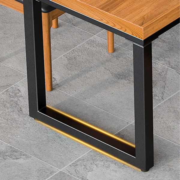 Industrial Style Dining Table Rectangle Solid Wood Table with Black Frame Clearhalo 'Dining Tables & Seating' 'Dining Tables' 'dining_table' 'furn' 'furn_dining_table' 'Furniture' 'furniture_dining_table' 'Kitchen & Dining Furniture' 'kitchen' 'kitchen_dining_table' 1200x1200_5f1391a6-7604-4ae5-8185-264ab45c3b6a