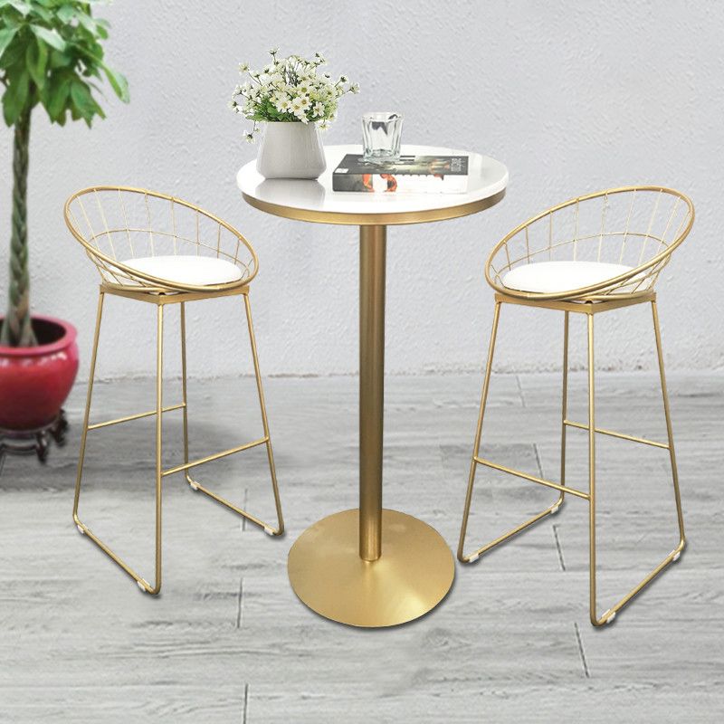 White Glam Style Ropund Table in Iron and Wood Table Milk Tea Shop Bar Table Clearhalo 'Bar Furniture' 'Bar Tables' 'bar_tables' 'furn' 'furn_bar_tables' 'Furniture' 'furniture_bar_tables' 'Kitchen & Dining Furniture' 1200x1200_5f14a489-35ba-48c2-b18b-255dc9c979d4