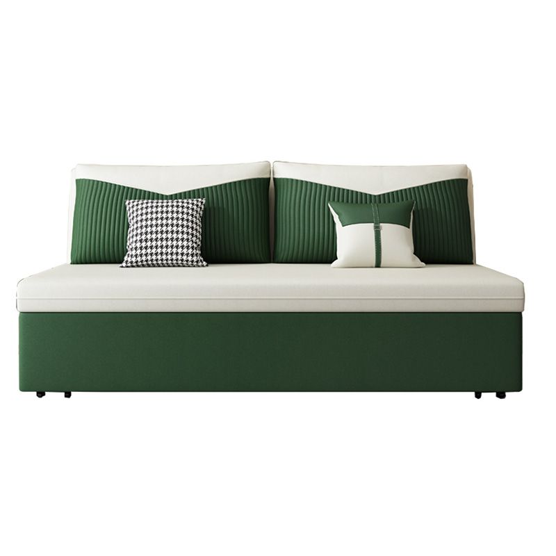 Contemporary Faux Leather Futon And Mattress, Storage Sleeper Sofa in Green and White Clearhalo 'furn' 'furn_futons' 'Furniture' 'Futons & Daybeds' 'Futons' 'Living Room Furniture' 1200x1200_5f15c938-6931-4484-9183-fb915376839e