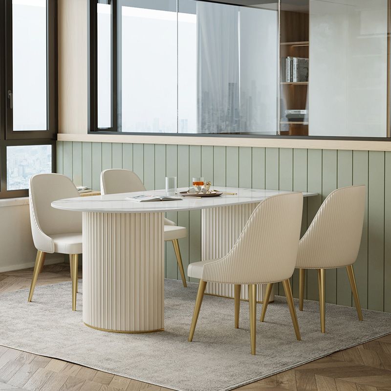 White Base Dining Table Modern Stone Dinette Table for Dining Room Clearhalo 'Dining Tables & Seating' 'Dining Tables' 'dining_table' 'furn' 'furn_dining_table' 'Furniture' 'Kitchen & Dining Furniture' 1200x1200_5f16d3d8-d6f4-41c3-ad70-28749b75d198