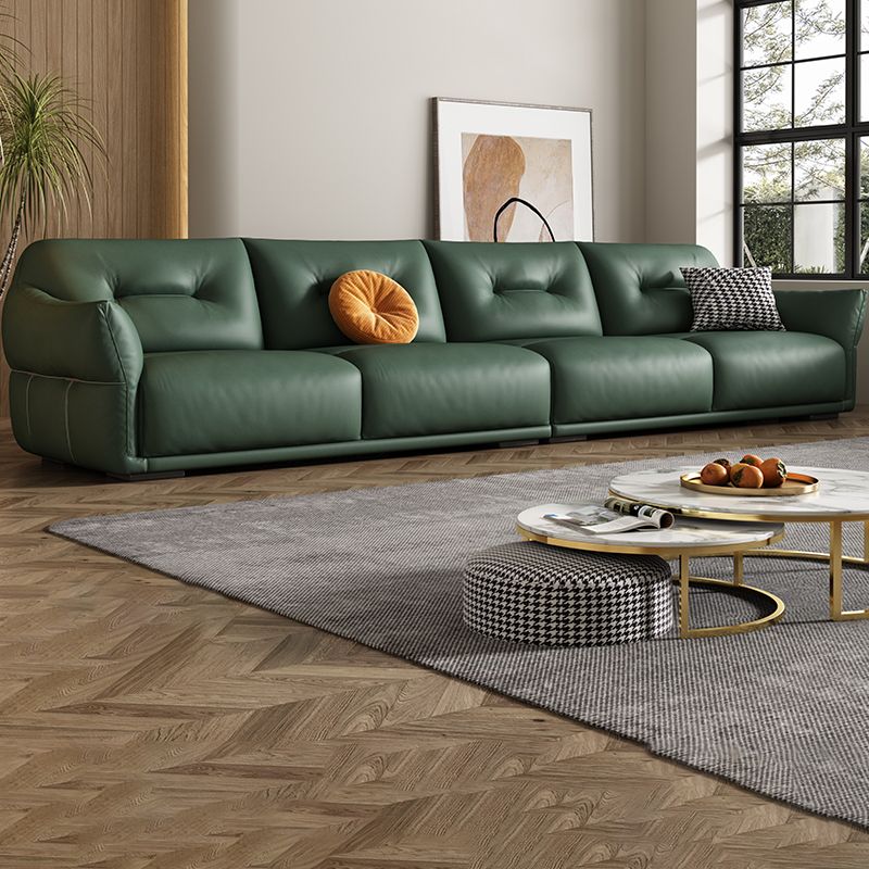 Eigentijdse groene vierkante arm echt leerstationaire bank