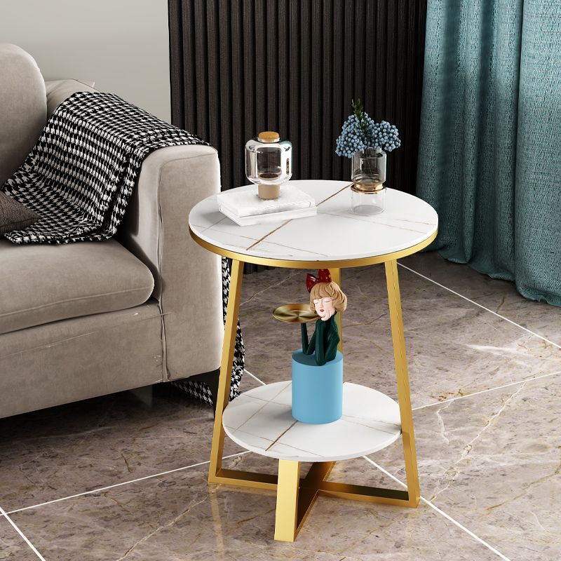 Tableau latérale supérieure en ardoise 23,6 "de haut de la table de fin de jambes en fer avec étagère