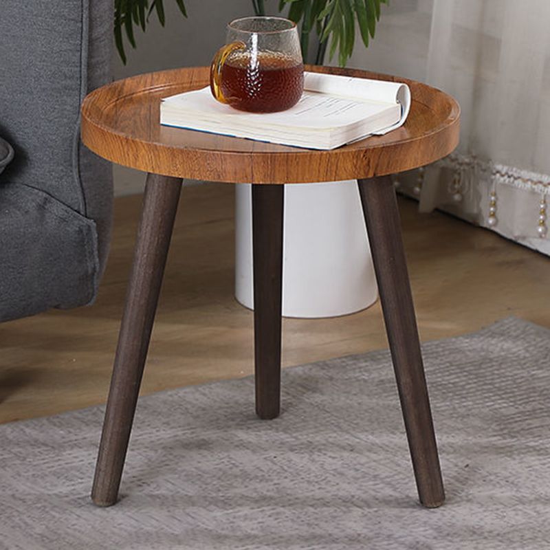 モダンラウンド/楕円形の木材エンドテーブルトレイトップソファサイドテーブルブラック/ホワイト/ブラウン
