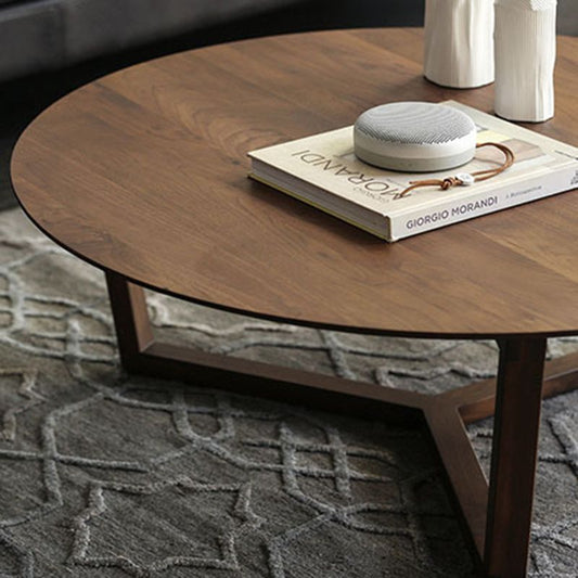 Cross Legs Coffee Table Brone Solid Wood Round Coffee Tables