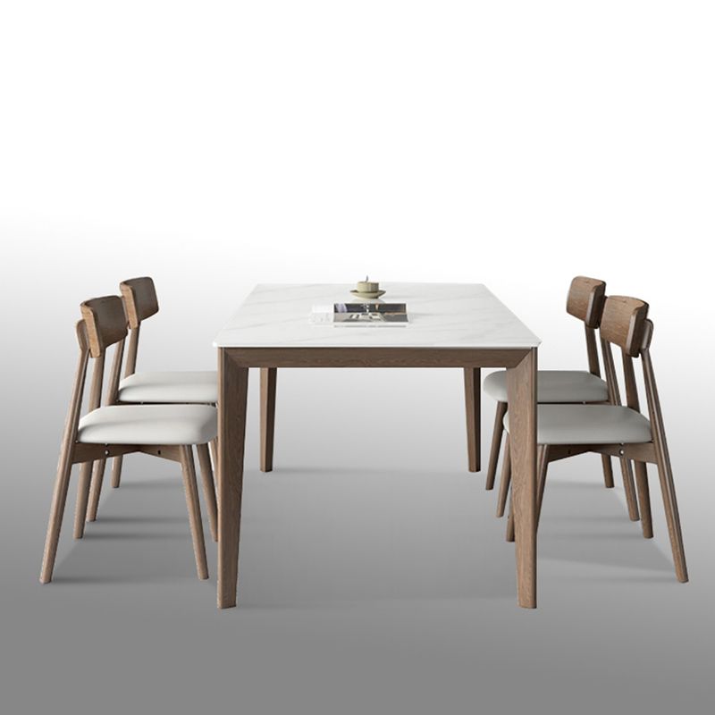 1/3/4/5 Pieces Ash Wood Dining Table Set with White Sintered Stone Top Modern Dinette Set Clearhalo 'Dining Room Sets' 'Dining Tables & Seating' 'dining_room_set' 'furn' 'furn_dining_room_set' 'Furniture' 'furniture_dining_room_set' 'Kitchen & Dining Furniture' 'kitchen&dining_furn' 'kitchen' 1200x1200_5f1d25a7-f594-4ca4-bc75-275943e3c826