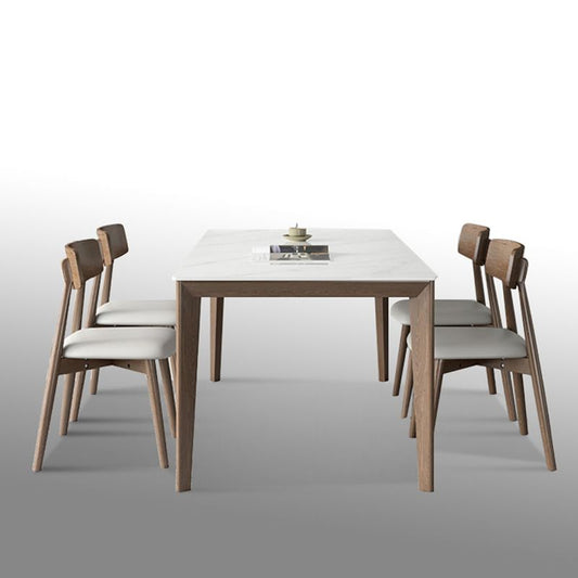 1/3/4/5 Pieces Ash Wood Dining Table Set with White Sintered Stone Top Modern Dinette Set Clearhalo 'Dining Room Sets' 'Dining Tables & Seating' 'dining_room_set' 'furn' 'furn_dining_room_set' 'Furniture' 'furniture_dining_room_set' 'Kitchen & Dining Furniture' 'kitchen&dining_furn' 'kitchen' 1200x1200_5f1d25a7-f594-4ca4-bc75-275943e3c826