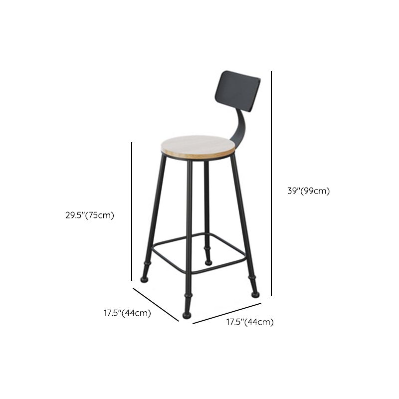Industrial Style Bar Stools Backrest Barstool with Black Metal Legs Clearhalo 'Bar Furniture' 'Bar Stools' 'bar_stools' 'furn' 'furn_bar_stools' 'Furniture' 'Kitchen & Dining Furniture' 1200x1200_5f1e31da-2043-49b4-b55a-ec7d4d32ff93