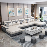 159.44" L x 70.86" W x 35.43" H Adjustable Faux Leather Pillow Top Arm Sectional Clearhalo 'furn' 'furn_sectionals' 'Furniture' 'furniture_sectionals' 'kitchen' 'kitchen_sectionals' 'Living Room Furniture' 'Sectionals' 1200x1200_5f1e410e-ccf9-432c-b6a1-352e8b4ed4dc